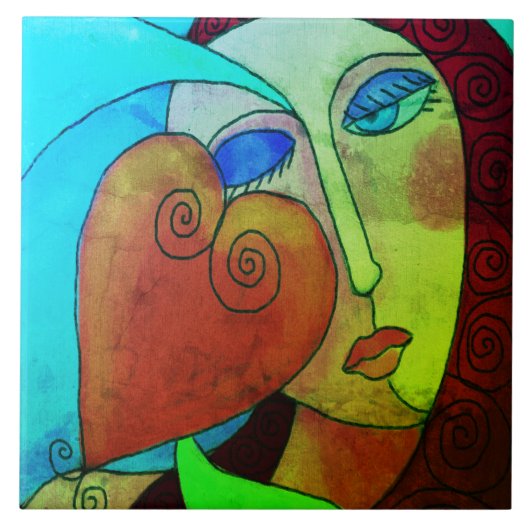 Carreau Peinture numérique abstraite d'amour (Devant)