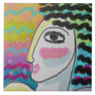 Carreau Peinture numérique Abstraite d'une femme