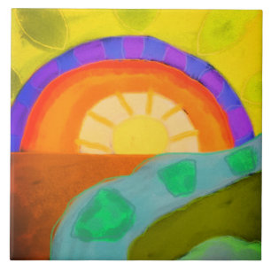 Carreau Peinture numérique Abstraite Sunset