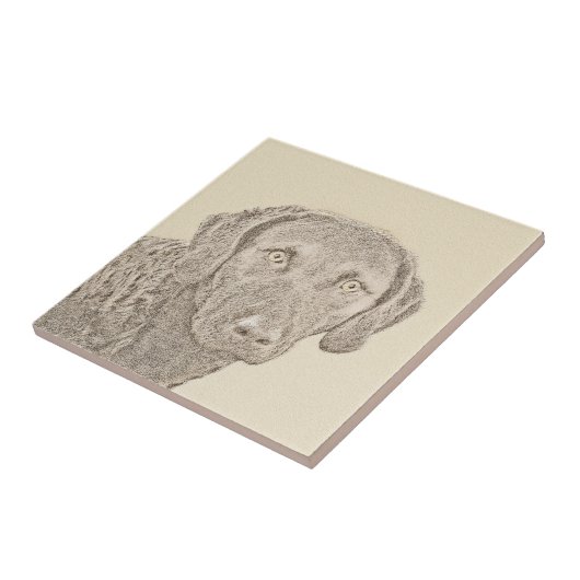 Carreau Peinture originale de chien par Retriever de Chesa (Côté)