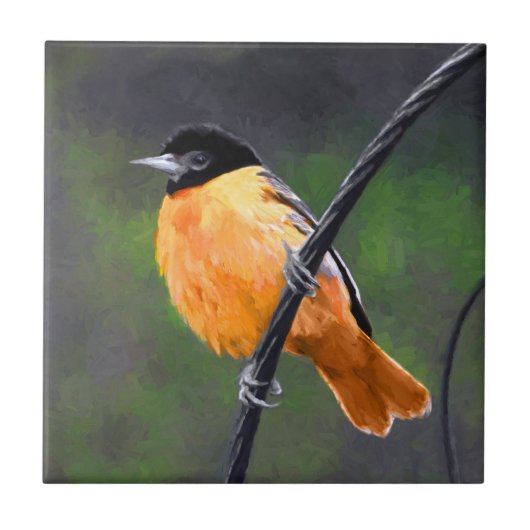 Carreau Peinture Oriole - Art Oiseau Original (Devant)