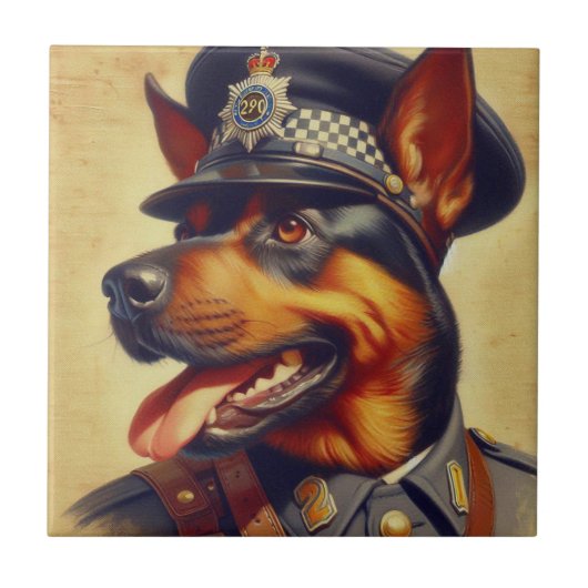 Carreau Peinture par Rottweiler rétro (Devant)