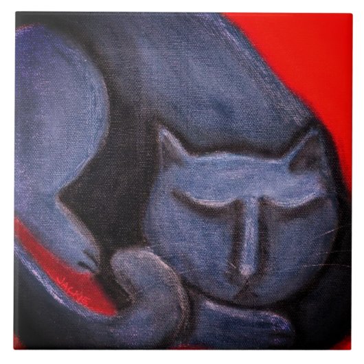Carreau Peinture pastel abstrait de sieste de chat (Devant)