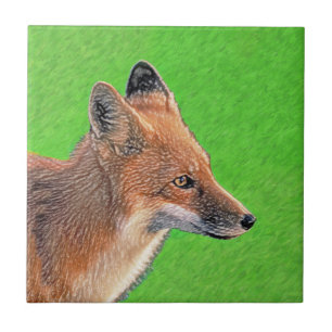 Carreau Peinture Red Fox - Art original de la faune