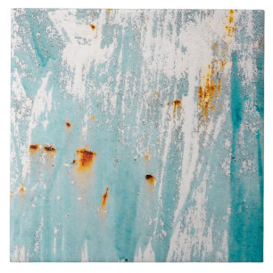 Carreau Peinture Rustique Turquoise en Distress