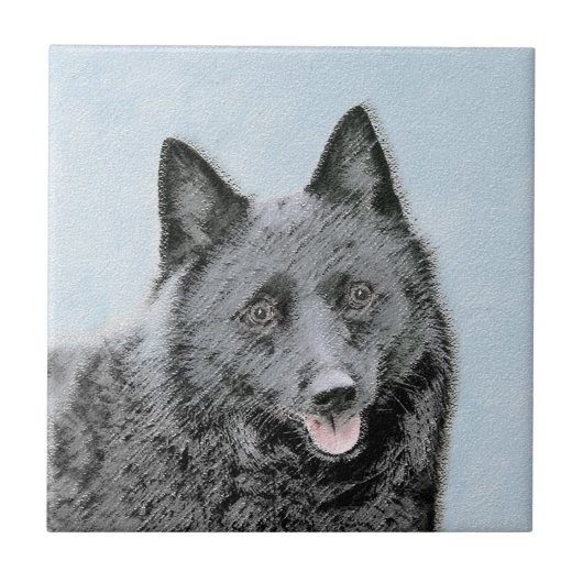Carreau Peinture Schipperke - Cute Original Chien Art (Devant)