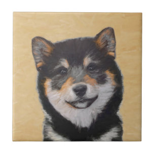 Carreau Peinture Shiba Inu (Noir et Tan) - Art Chien