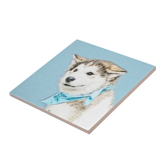 Carreau Peinture Sibérienne Husky Puppy - Art Chien origin (Côté)