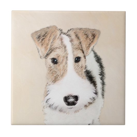 Carreau Peinture Terrier de Renard de fil - Cute Original  (Devant)