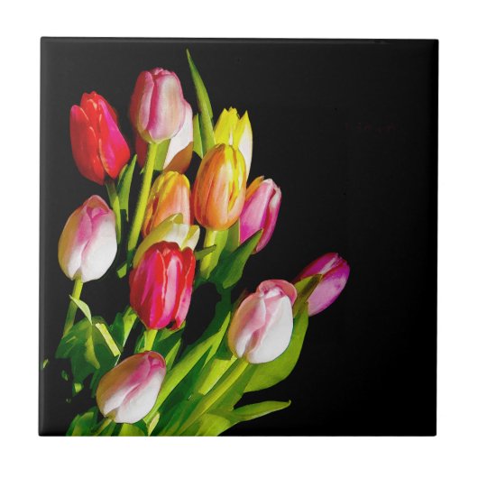 Carreau Peinture Tulip - Art Fleur original (Devant)