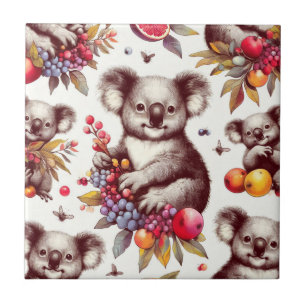 Carreau Peinture vintage Cute Koala sans couture