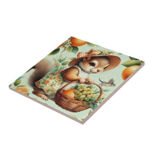 Carreau Peinture vintage d'écureuil (Côté)