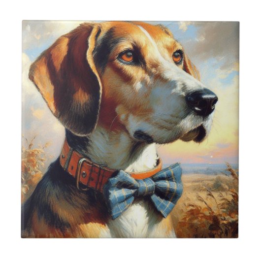Carreau Peinture vintage en anglais Foxhound (Devant)