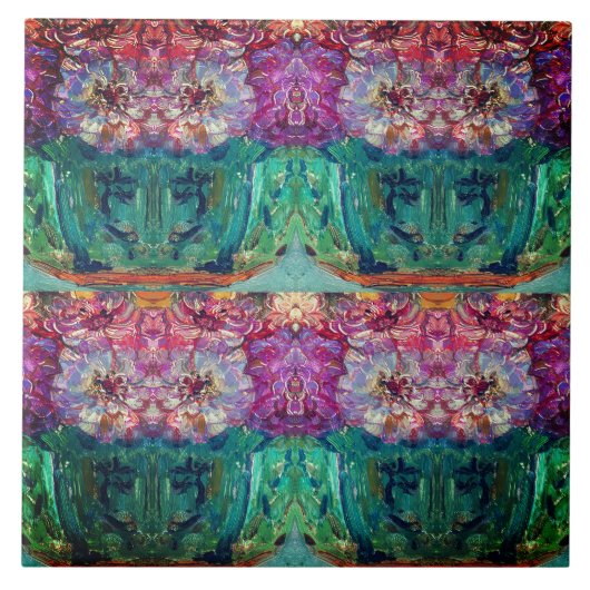 Carreau Peinture vintage Vase Magenta Abstraite (Devant)