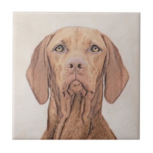 Carreau Peinture Vizsla - Joli art original chien (Devant)