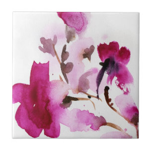 Carreau Peintures florales abstraites 4 d'aquarelle