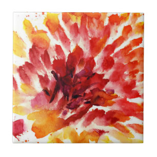 Carreau Peintures florales abstraites 5 d'aquarelle