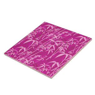 Carreau Pelouse de bambou rose sur motif magenta