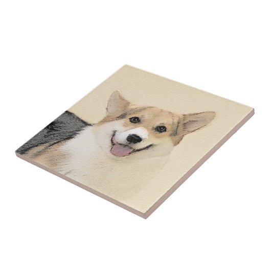 Carreau Pembroke Welsh Corgi Peinture - Art Chien original (Côté)