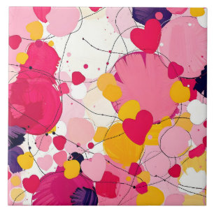 Carreau "Pensées d'amour aléatoires" - Abstrait coloré