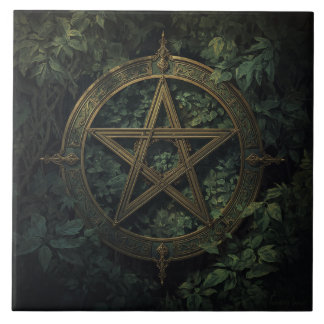 Carreau Pentacle de sorcière verte inspirée de Lemuria ave