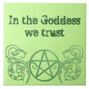 Carreau Pentacle vert aux fleurs