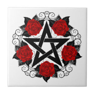 Carreau Pentagramme aux roses rouges