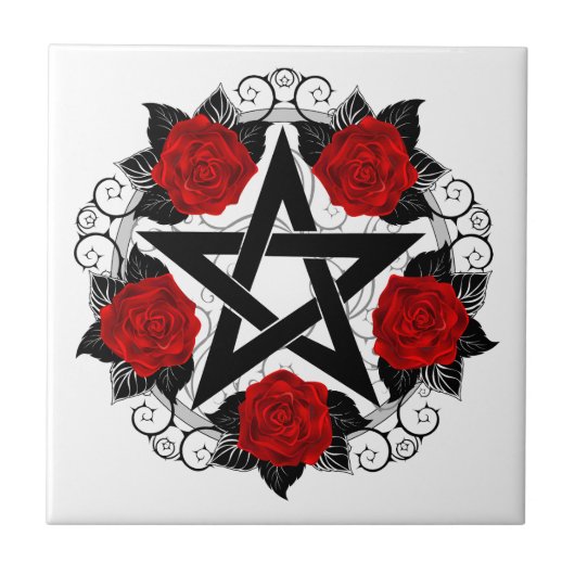 Carreau Pentagramme aux roses rouges (Devant)