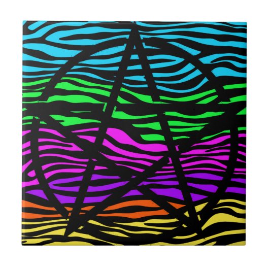 Carreau Pentagramme d'impression couleur Zebra (Devant)
