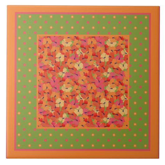 Carreau Pépites et Motif frontalier Pois sur vert (Devant)