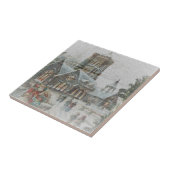 Carreau Père Noël ancienne avec enfants devant une église (Côté)