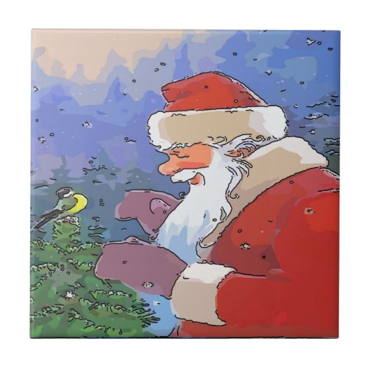 Carreau Père Noël avec oiseau (Devant)