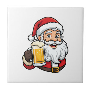 Carreau Père Noël buvant de la bière Graphique de Noël