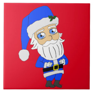 Carreau Père Noël en costume bleu Chibi