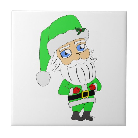 Carreau Père Noël en costume vert chibi (Devant)