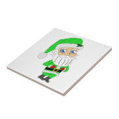 Carreau Père Noël en costume vert chibi (Côté)