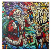 Carreau Père Noël et Reindeerts en Verre de Majestic (Devant)