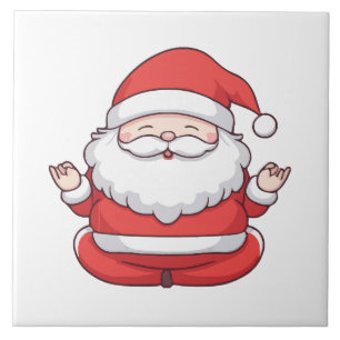 Carreau Père Noël Kawaii Drôle de Yoga Méditation