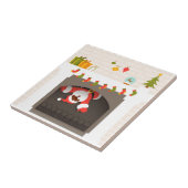 Carreau père Noël noire coincée dans une cheminée (Côté)