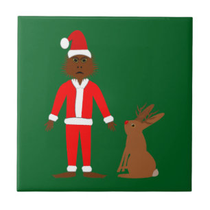 Carreau Père Noël Sasquatch et Jackalope Noël
