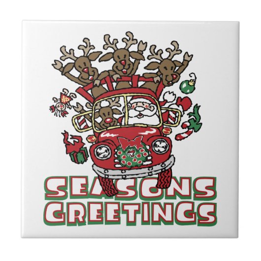 Carreau Père Noël Woody et son dessin de Noël Reindeer (Devant)