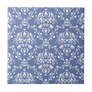 Carreau Périwinkle bleu et blanc Damas