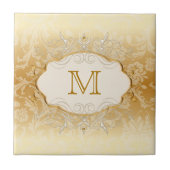 Carreau Perle d'ivoire et monogramme d'or (Devant)