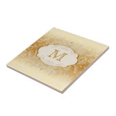 Carreau Perle d'Ivoire et Monogramme en Or (Côté)