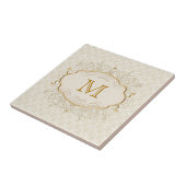 Carreau Perle d'Ivoire et Monogramme en Or (Côté)