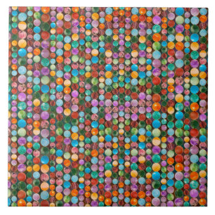 Carreau Perles de pierres précieuses colorées