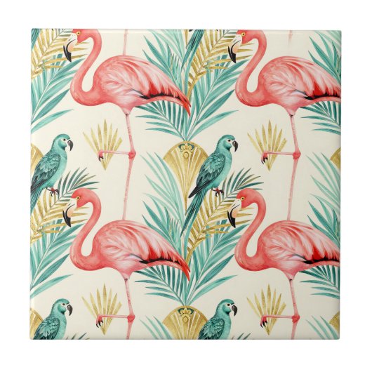 Carreau Perroquet flamant tropical Jungle (Devant)