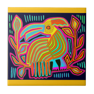 Carreau Perroquet tropical - Rouge orange jaune bleu