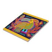 Carreau Perroquet tropical - Rouge orange jaune bleu (Côté)