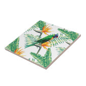 Carreau Perroquet Vert Orange Et Fleurs (Côté)